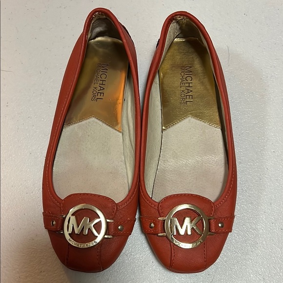 MICHAEL Michael Kors Shoes - Women’s Michael Kors Logo Leather Moccasin Loafer Flats Orange, 6